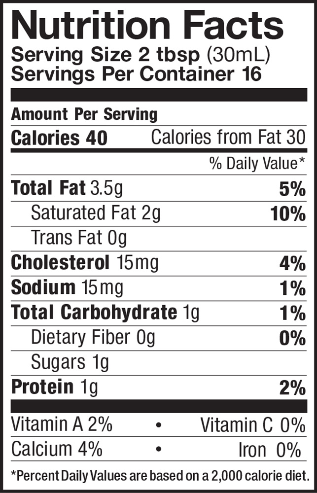 Half And Half Nutritional Information Pint Five Acre Farms