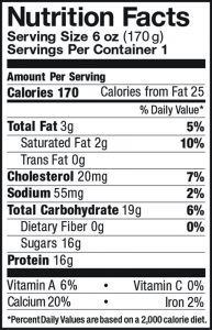 Yogurt Greek Maple Nutrition